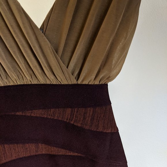 WOW Couture Beige and Wine Mini Wrapped Bandage Bodycon Dress Size S HP 10/17 - Picture 4 of 6